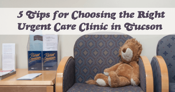 Urgent care clinic lobby with a child's teddy bear sitting in a chair