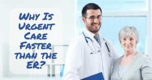 The patient being treated by a doctor at urgent care