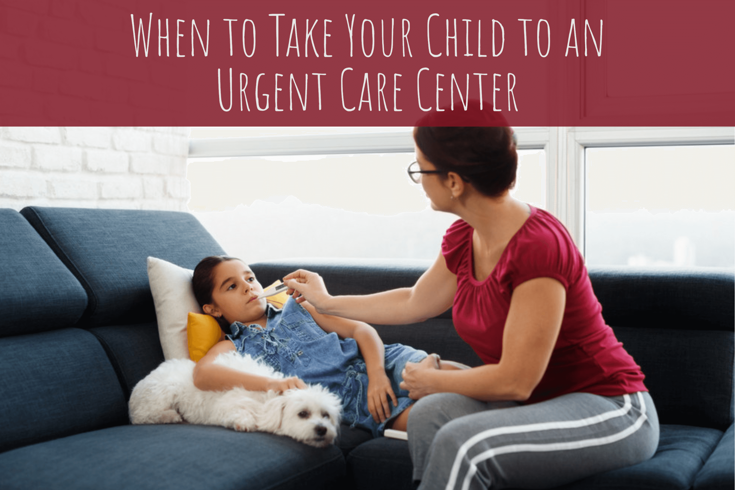 A mother taking her sick daughters temperature