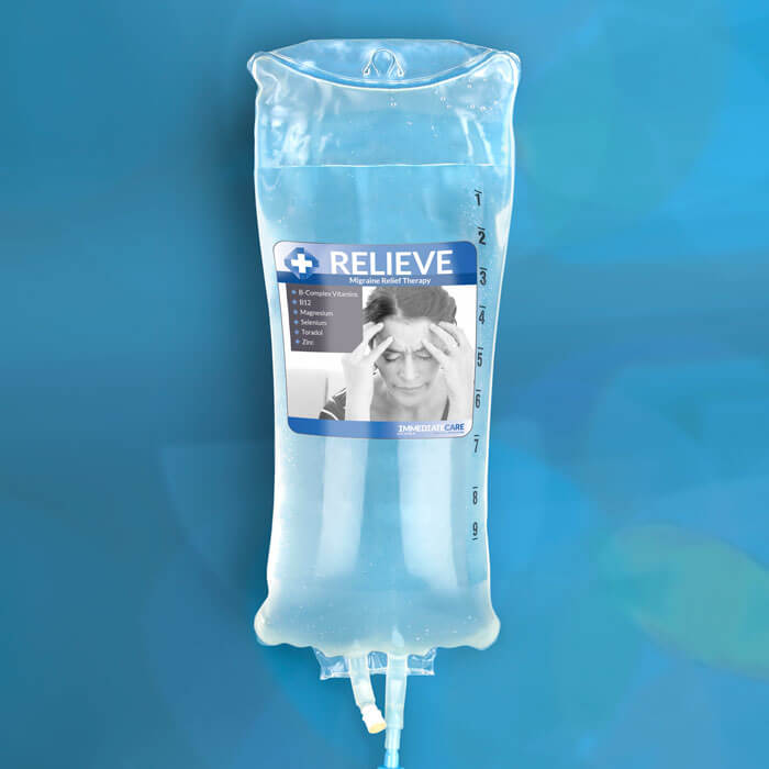 Relieve migraine relief infusion therapy IV bag